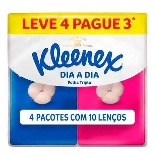Kit Len&ccedil;o de Papel de Bolso Kleenex Dia a Dia 4 Unidades
