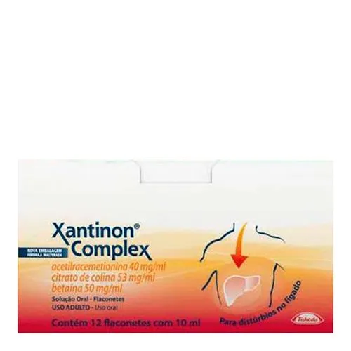 Xantinon Complex 40mg/ml + 53mg/ml + 50mg/ml Uni&atilde;o Qu&iacute;mica 12 Flaconetes 10ml